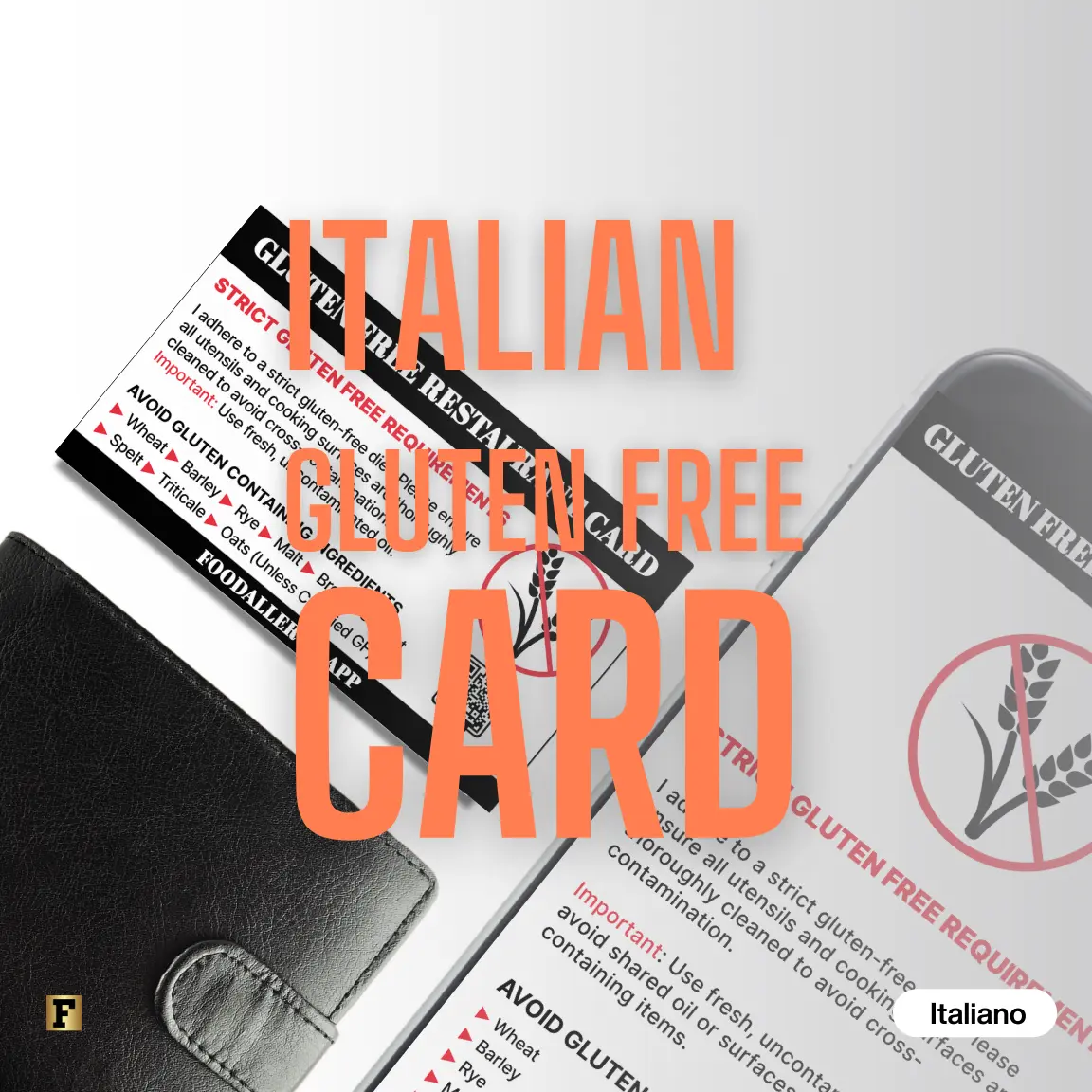 Gluten Free Card in Italian (Italiano)—Digital & Physical for Free Printable Allergy Cards Italian